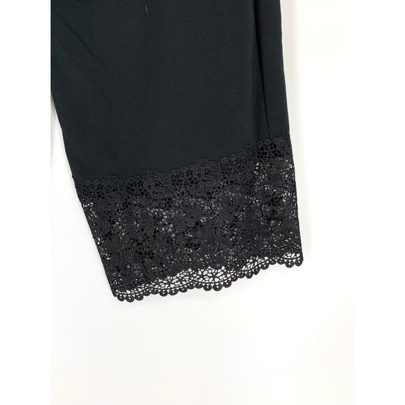 Ann Taylor Women's Sz 6 Lace Hem High Rise Crop Trouser Pants Straight Leg Black - Picture 5 of 5